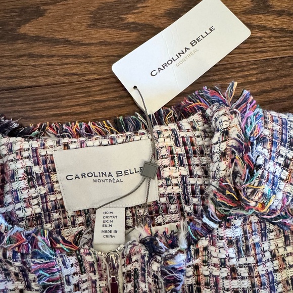 Carolina Belle Montreal Tweed Cropped Blazer Jacket Medium - Picture 6 of 9